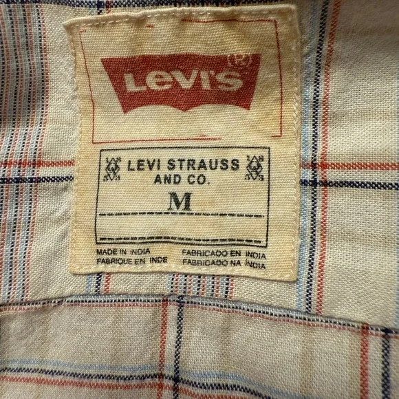 LEVIS PLAID WESTERN PEARL SNAP UP SHIRT SLIM FIT MEDIUM VINTAGE 1990's - Picture 7 of 9